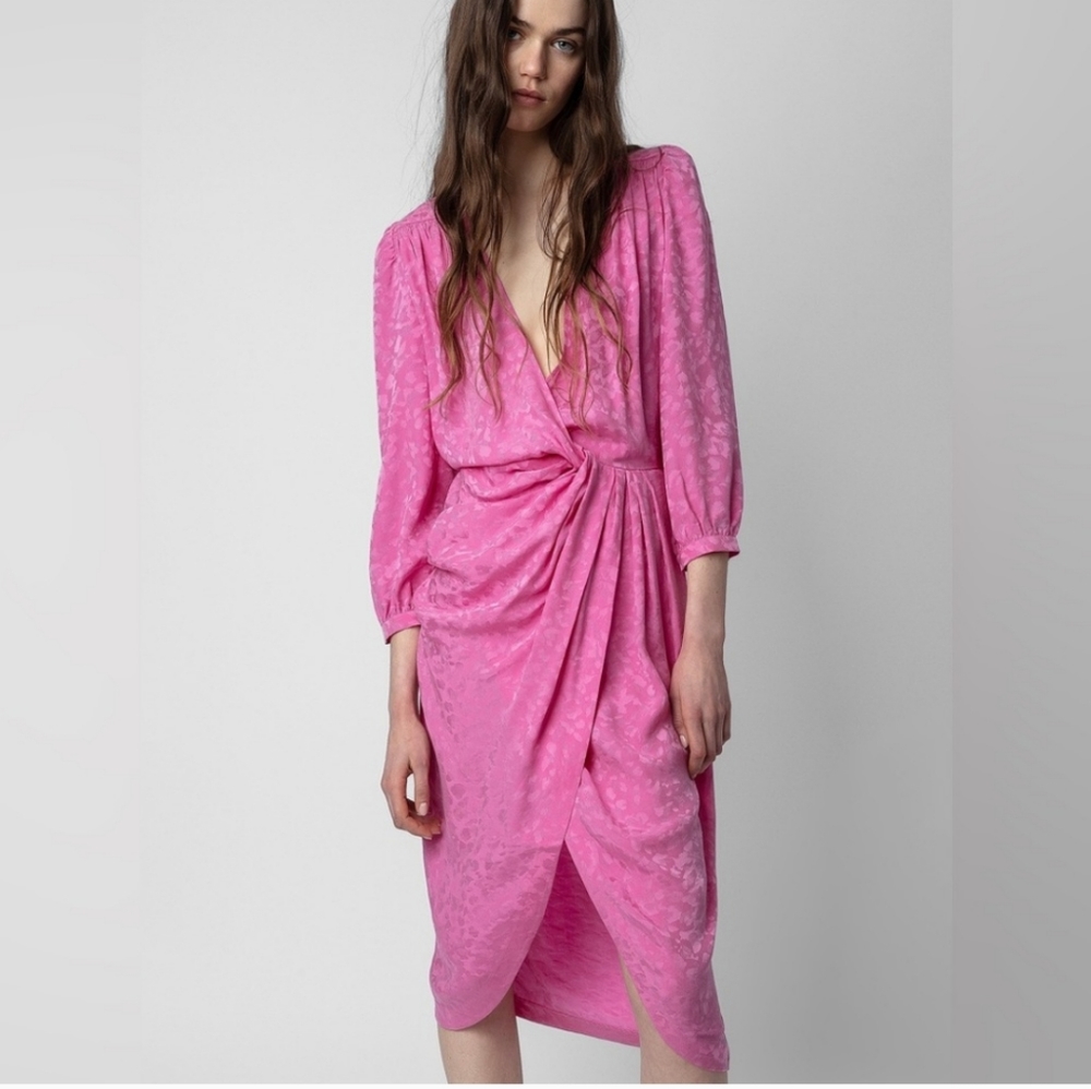 NWT. Zadig & Voltaire Renew Jac Leo Dress in Pink. Size XS and S